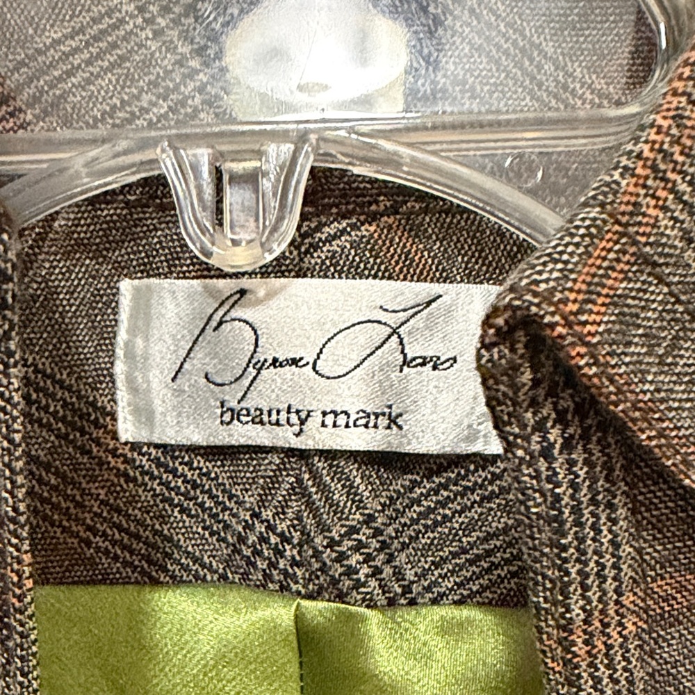 Byron Lars Brown Plaid Blazer with Green Lining size 4 - Picture 2 of 9